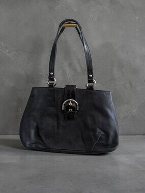 COACH Vintage Soho East West Black Leather Shoulder Bag